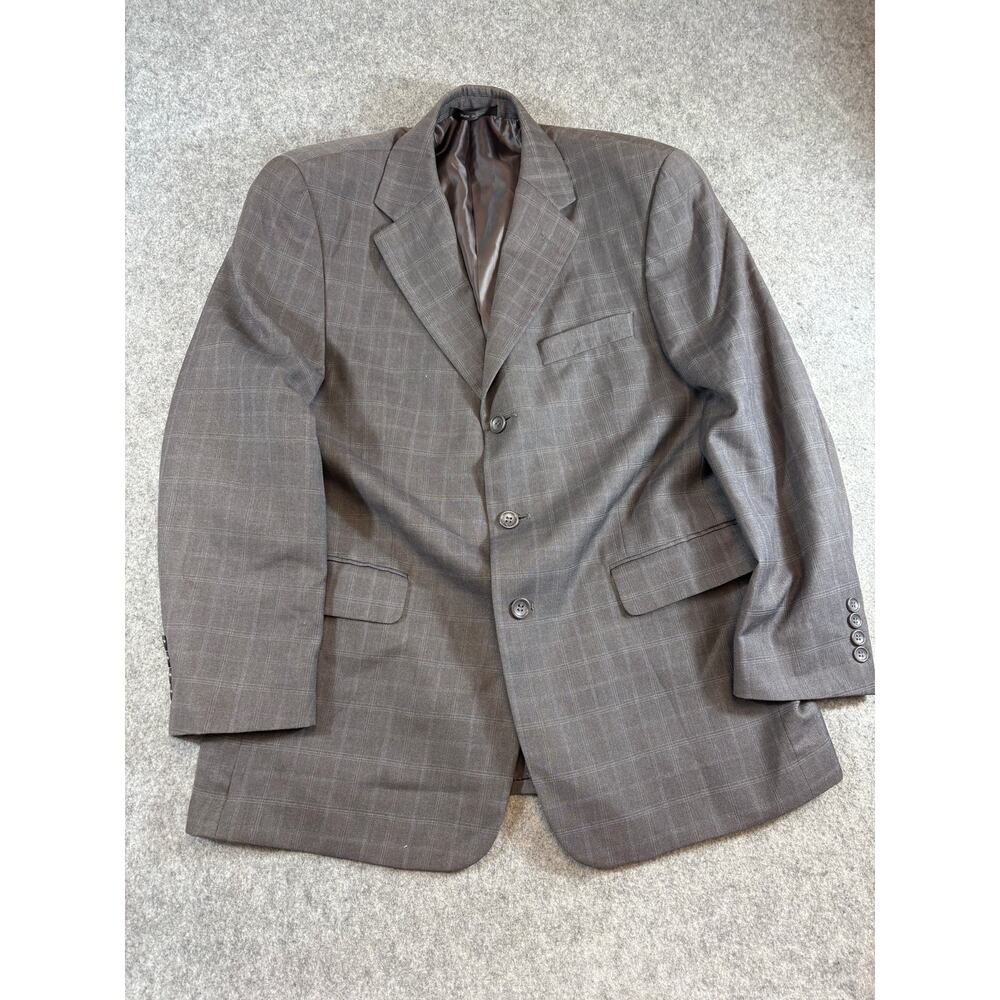 Vintage 90s Evan Picone Blazer Jacket Mens 41 Brown Plaid Career Suit Coat Italy